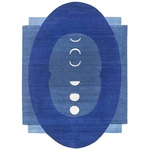 พรมขนสัตว์ถักมือสีน้ำเงิน Brahmaand ลายแบบนามธรรม สำหรับห้องนั่งเล่นและทางเดิน รูปทรงสี่เหลี่ยมผืนผ้า รุ่นใหม่ SPR-7157(Em) - Product Image 1