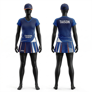 Uniforme de netball pour femmes de qualité supérieure, tissu polyester respirant 180 GSM, design à panneaux dégradés bleus, sublimation, logo d'équipe personnalisé - Product Image 1
