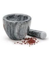 Mortero y Maja de Mármol Clásicos de Gran Calidad a un Precio Razonable con Acabado Pulido, Perfectos para Crear Condimentos Frescos