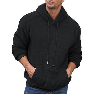 Sudaderas con capucha de lana Sherpa personalizadas de alta calidad, sudadera de lana negra lisa de gran tamaño, ropa de invierno, sudaderas con capucha Unisex - Product Image 3