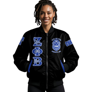 Veste en satin bleu et blanc Zeta Phi Beta pour femmes, vêtements grecs, broderie du bouclier ZPB, vêtements de sororité haut de gamme, vêtements de sport - Product Image 4