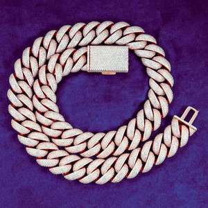 Chaîne cubaine Hip Hop en argent sterling 925 plaqué or, sertie de diamants (testeur inclus), taille brillant rond, pour hommes - Product Image 5