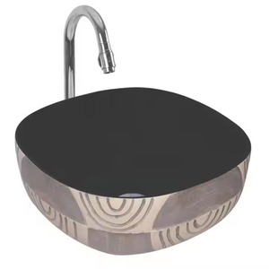 Articles sanitaires de qualité décorés pour l'exportation Évier de lavabo de table en céramique de créateur à usage hôtelier à prix réduit de l'usine - Product Image 2