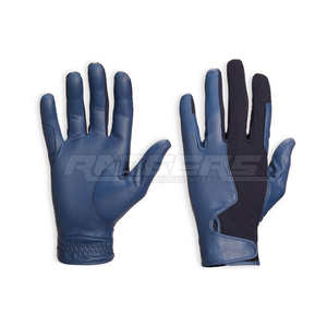 Gants d'équitation personnalisés avec logo, noir et bleu, durables, respirants, ajustement parfait, poignets réglables - Product Image 1