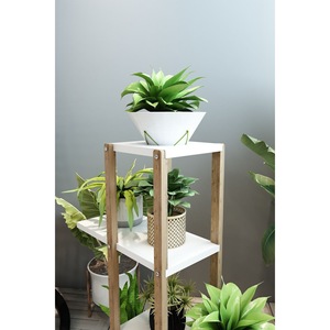 Tulip White 4-Tier Wooden Plant Stand and <b>Decorative</b> <b>Shelf</b> - Product Image 3