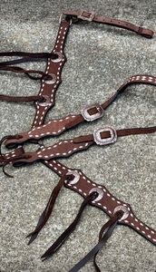 Ensemble de tack en cuir occidental de haute qualité collier de poitrine de bride réglable et têtière pour la formation de chevaux d'Inde - Product Image 6