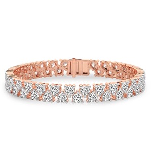 Bracelet tennis double rangée superposé en diamants de laboratoire ronds 3 carats, couleur F-G, pureté VS, 112 diamants, or massif 14K, éclat intense - Product Image 1