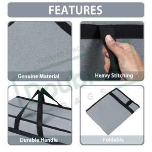 Très grands sacs fourre-tout pliables en jute naturel, lin noir avec poignées, qualité supérieure, parfaits pour ranger les vêtements et les couvertures. - Product Image 5