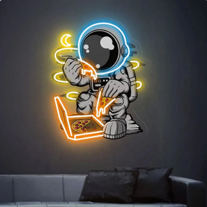 Logotipo de la tienda personalizada Letrero de neón Led Marca personalizada Letrero de neón Luz <span class=keywords><strong>Pizza</strong></span> con astronautas Letrero de neón Luz para decoración de pared - Product Image 2