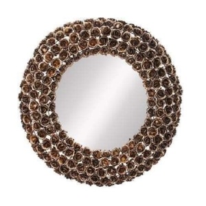 Nouvel arrivage de miroir mural en métal avec design de fleurs plaqué or de haute qualité et finition taille personnalisée pour le salon - Product Image 1