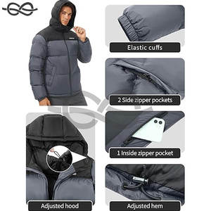Veste en duvet pour hommes 700 Fill Winter Doudoune isolée Manteau bouffant imperméable et coupe-vent avec capuche Léger - Product Image 5