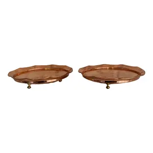 Plateau de service en cuivre de qualité supérieure avec support et beaux motifs gravés à la main pour l'exportation mondiale depuis l'Inde - Product Image 6