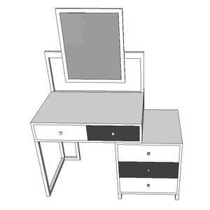 Moderna Mesa de Maquillaje SFBTD006 de Madera Blanca con Taburete Alto y Espejo Rectangular, Estilo Moderno - Product Image 2