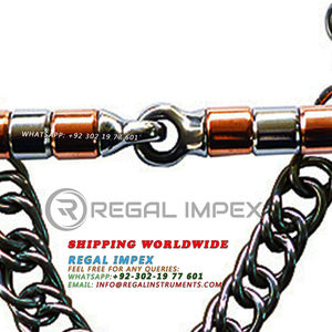 บิตม้าทองแดงแบบต่อเนื่องพร้อมโซ่ตะขอแบบสองตา ปากบิตแบบมีบานพับ ลูกกลิ้งสแตนเลส อุปกรณ์สัตวแพทย์ ผู้จำหน่ายอุปกรณ์สำหรับช่างเกือกม้า - Product Image 5