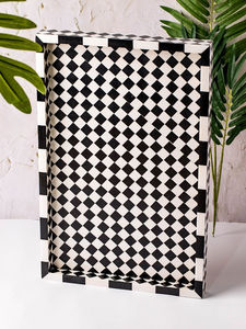 Plateau de service rectangulaire décoratif poli de haute qualité prix économique incrustation d'os pour la maison hôtel Restaurant artisanat naturel - Product Image 2