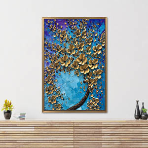 Golden Flower Canvas Print - Abstract Botanical Art <b>Poster</b>,Gold <b>Framed</b> - Product Image 1