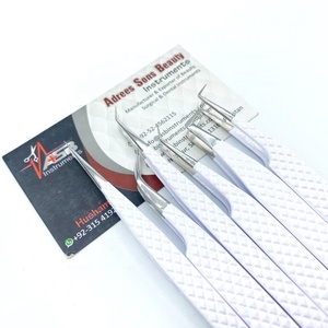 Pinzas de pestañas de acero inoxidable japonesas profesionales Agarre de diamante sostenible Revestimiento de polvo mate blanco Recto curvo Alto - Product Image 5