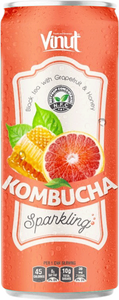 เครื่องดื่มสีดำ Kombucha 250มล. พร้อมน้ำเกรปฟรุตและน้ำผึ้งเครื่องดื่มผลิตจากเวียดนามสามารถปรับแต่งได้ - Product Image 2