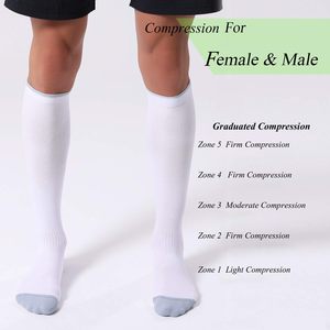 Trois paires de chaussettes de compression pour femmes et hommes conçues pour les chaussettes de sport de soutien de la circulation - Product Image 3