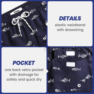 Bañador ajustado para hombre con bolsillo con cremallera Pantalones cortos de baño ajustados a la moda para hombre Bañador ajustado con estampado tropical para hombre - Product Image 3