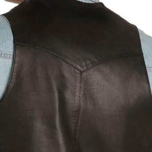 Gilet de moto en cuir pour homme de qualité supérieure, résistant au vent, fermeture à bouton de klaxon, pour les longues distances, vêtements d'extérieur - Product Image 4