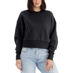 เสื้อสเวตเตอร์สตรีใส่สบายพร้อมป้ายปักลายโลโก้ตามสั่งสำหรับใส่ออกกำลังกายสตรีทแวร์และเลานจ์ - Product Image 2