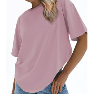 Camiseta holgada de algodón y poliéster para mujer, camisetas de manga corta de gran tamaño, camisetas deportivas transpirables de talla grande para mujer - Product Image 1