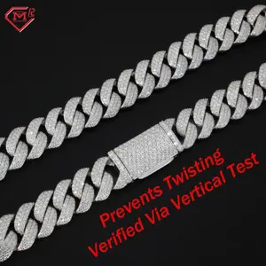 Collier chaîne cubaine en argent 925 de luxe avec moissanite, 18 20 22 mm, bijoux de mode glacés - Product Image 3