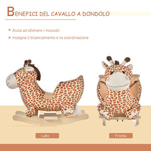 HOMCOM 60x33x45cm cheval à bascule en bois girafe bébé jouet pour enfants - Product Image 4
