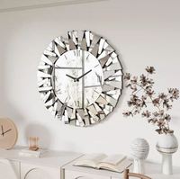 Horloge murale ronde en verre miroir en laiton AK en couleur argent horloge décorative au meilleur prix pour la décoration murale/décoration intérieure