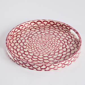 ถาดเสริฟ D35cm ไข่มุกเม็ดใหญ่งานทำมือที่ได้รับความนิยมสูงสุดถาด D30cm สีขาวและสีแดงขายส่งจากเวียดนาม - Product Image 4