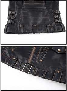 Blouson de motard en cuir unisexe, coupe-vent, avec couleurs et logo personnalisés, pour toutes les saisons - Product Image 6