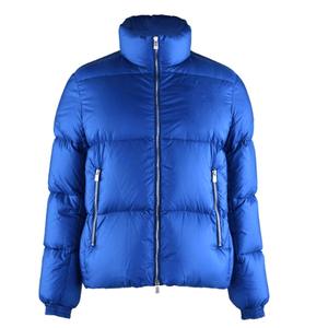Veste d'hiver pour hommes de luxe en gros bouffant brillant avec coupe-vent et chaud en duvet col montant mince fermeture à glissière logo avant - Product Image 1