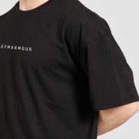 T-shirt noir respirant 100 % coton pour homme, coupe oversize, technique de compression, tissu jersey 280g, motif animé