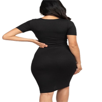 Robe moulante décontractée pour femme à manches longues, froncée, longueur genou, ajustée, unie, anti-plis, en coton et élasthanne, haute qualité - Grande Vente