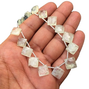 Cuentas de piedras preciosas de Prehnita natural de grado AAA del fabricante al por mayor 17 piezas facetadas verde forma cuadrada alta Prehnita genuina - Product Image 2