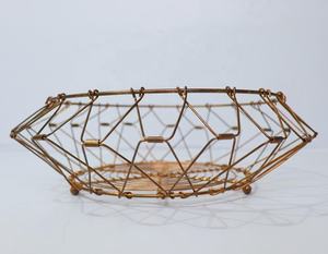 Cesta plegable de malla de alambre de hierro hecha a mano de alta calidad con fabricante y proveedor de revestimiento de cobre de India - Product Image 6
