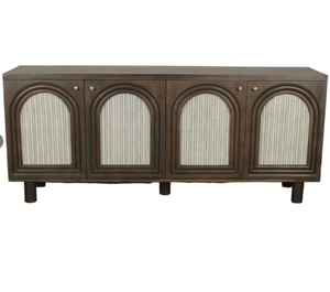 Aparador moderno de madera de acacia de 4 puertas, hoja de decoración tallada CNC, almacenamiento extensible para comedor, dormitorio, Hotel, escuela, uso en Hospital - Product Image 2