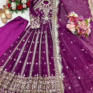 Professionnels en la vente de la meilleure collection de vêtements indiens, magnifique georgette avec broderie, costume Anarkali - Product Image 2