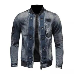 Veste bomber en denim pour homme, vêtements de rue décontractés, vêtements d'extérieur, coupe ajustée, lavage robuste, style moderne, léger, vêtement de tous les jours - Product Image 2
