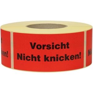 TRANSPAK <b>Red</b> <b>Paper</b> Warning Labels 145x70mm Dimensions Office Adhesive Tape Caution Do Not Bend - Product Image 1