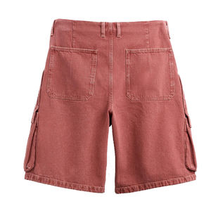 Venta al por mayor de pantalones cortos de hombre lavados de color de talla grande con logotipo personalizado pantalones cortos vaqueros holgados con bolsillo de verano para Hombre Pantalones cortos cargo de moda vintage para hombre - Product Image 3