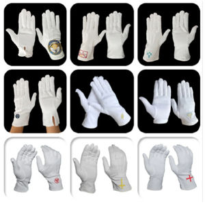 Bordado masónico Guantes negros Algodón Freemason Guante Alta calidad Royal Arch logo Guantes masónicos blancos - Product Image 4