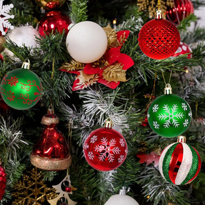 Set di 44 Palline di Natale di Lusso, Ornamenti in Plastica di Alta Qualità da 8 cm con Finitura Simil-Cristallo, Dettagli Artigianali, Confezionati in Scatole - Product Image 3