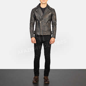 Haute qualité classique diamant en cuir véritable moto motard veste nouveauté marron en détresse Vintage Satin tissu pour l'hiver - Product Image 6