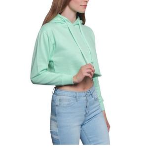 Sweat-shirt court léger de haute qualité pour femmes haut à capuche à manches longues Logo personnalisé impression de la marque décontracté tricoté pour l'exportation BD - Product Image 3