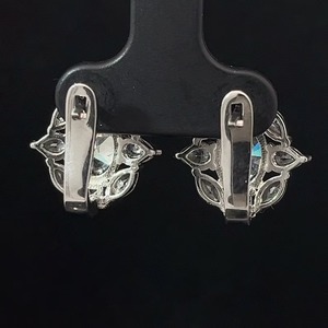 Luxury Silver Oval Cut Moissanite Cluster <b>Earrings</b> With Brilliant <b>Halo</b> Marquise And Round Stones For Women - Product Image 2