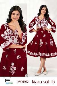 Women's Modern Comfort Indian Pakistani Work <b>Top</b> 14Kg Rayon Lakhnavi Fabric Fully Stitched Heavy Knitted Casual Long Length - Product Image 4