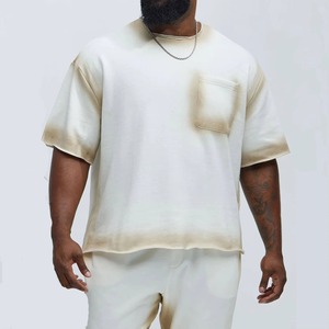 T-shirt en coton pour homme personnalisé, délavé à l'acide, effet usé, coupe ample, col rond, manches courtes, streetwear, impression numérique - Product Image 1