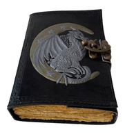 Bloc de notas de diario de cuero, dragón personalizado, candado Vintage, hecho a mano, dibujo encuadernado genuino, diario de viaje, libro de encantados
